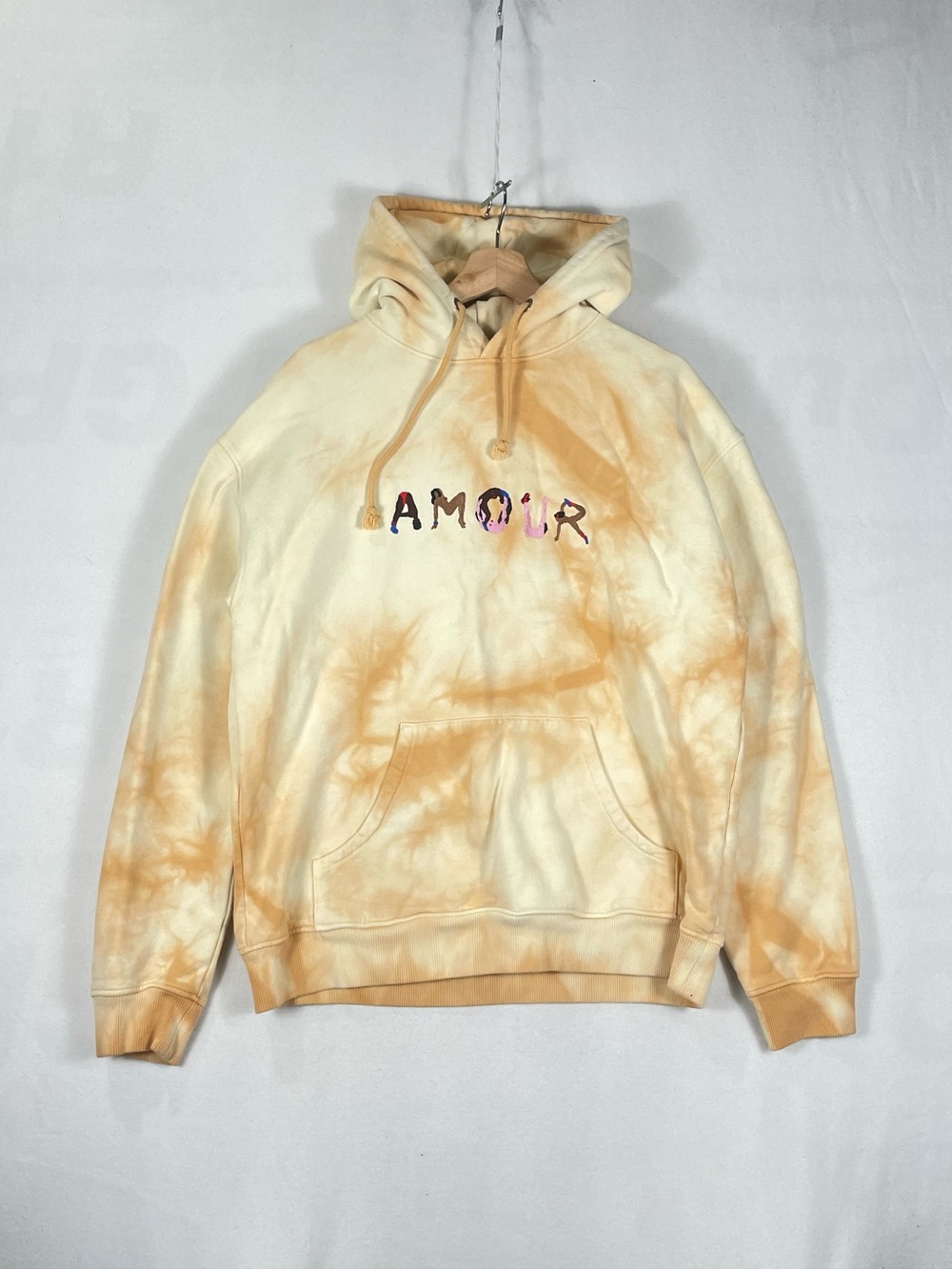 Carne Bollente Tie-Dye Love Wins AMOUR Sweatshirt Hoodie Brown Beige Mens Sz L